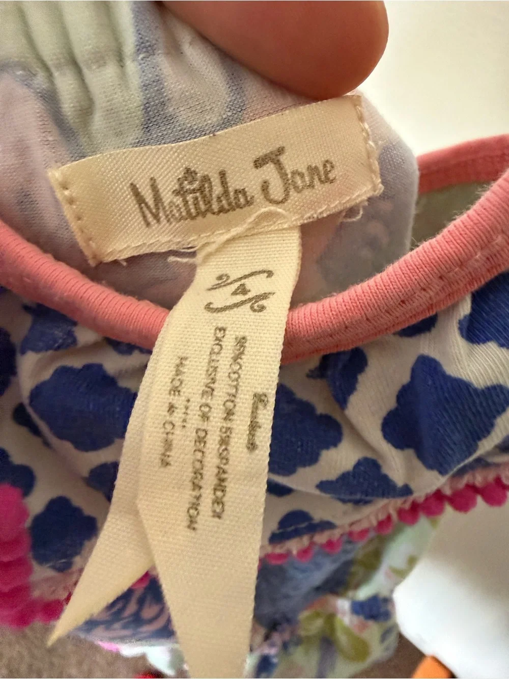 Matilda Jane Girls Floral Romper Jumpsuit Pink Blue Green Pom Trim Pockets